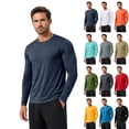 thumbnail image 1 of Men's Sun Protection Shirts Long Sleeve UPF 50+ Rash Guard Swim Top SPF Workout Lightweight Quick Dry Shirt Solid Color Crewneck Top White L, 1 of 6