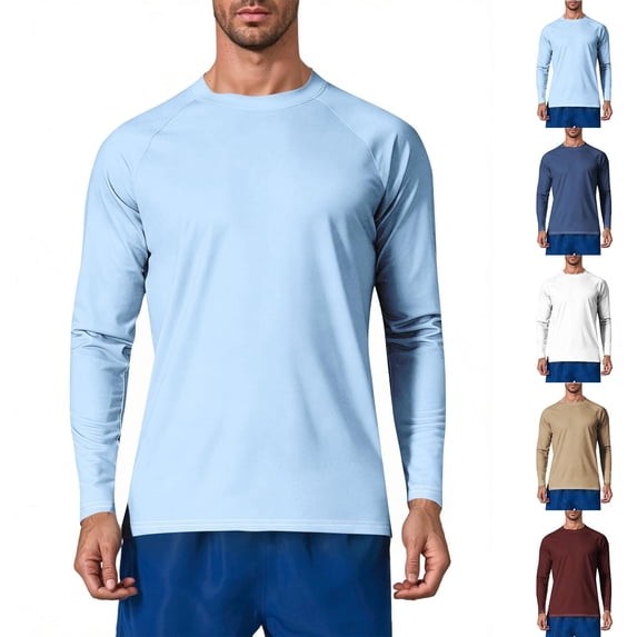 Men's Sun Protection Shirts UV UPF 50+ Long Sleeve Rash Guard Top Fishing Running Quick Dry Workout Tees