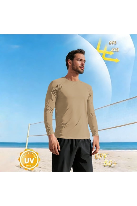 Men's Sun Protection T Shirt Oversized Fashion Casual Round Neck Long Sleeve for Men Spring Summer Quick Dry Top