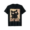 thumbnail image 1 of Men's Super Funny "Bruh" Black Cat Graphic Tees, Retro - Style Print T - shirts, Comfortable Short Sleeve Casual Daily Tops Shirts, 1 of 5