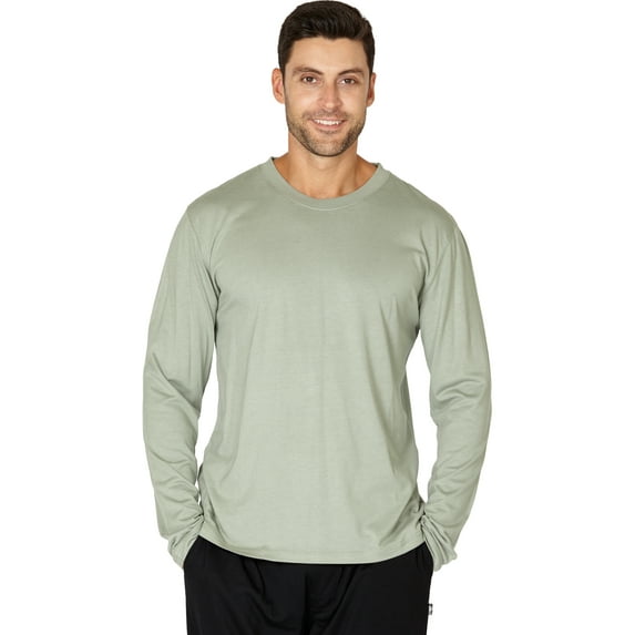 INTIMO Mens' Long-Sleeve Crewneck Pajama Sleep Top Rayon Cotton Blend Casual Lounge Sleepwear