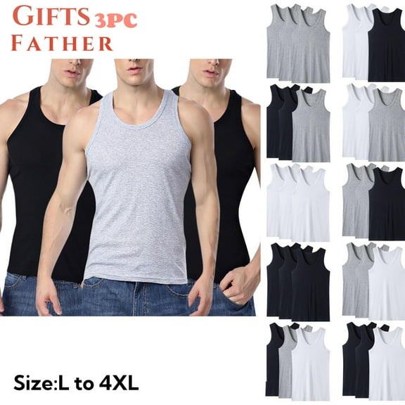 Tank Tops for Men Value Pack Tawop Round Neck Sports Fitness Muscle Tank Tops for Men 3 Pack Strech Solid Undershirts Blue 4xl