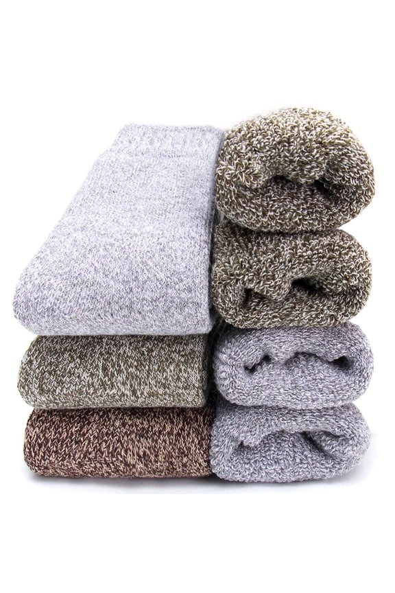 Men's Super Warm Heavy Thick Crew Thermal Merino Wool Winter Socks, 3Pairs,Assorted Colors