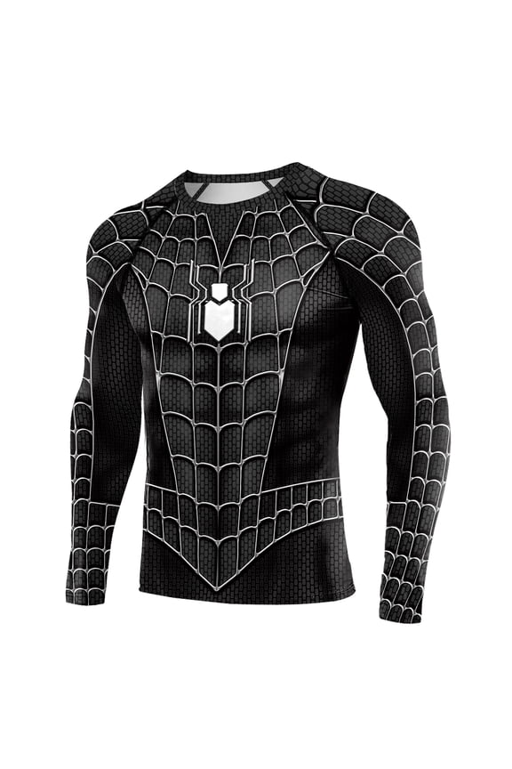 Men's Superhero Compression Long Sleeve Shirt 3D Printed Workout Athletic Rash Guard Top for Gym Running Cycling 134,S