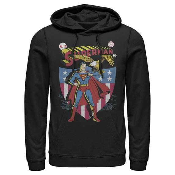 Men's Superman American Hero Pull Over Hoodie Black 3X Large