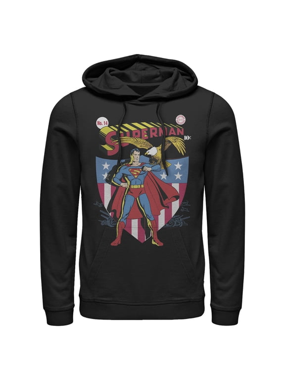 Men's Superman American Hero Pull Over Hoodie Black Medium