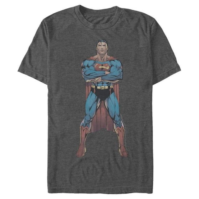 Men's Superman Bold Hero Pose  Graphic Tee Charcoal Heather Small