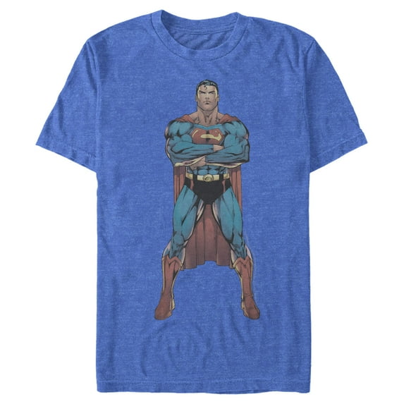 Men's Superman Bold Hero Pose Graphic Tee Royal Blue Heather Small