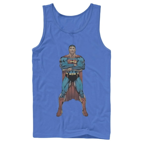Men's Superman Bold Hero Pose  Tank Top Royal Blue 2X Large