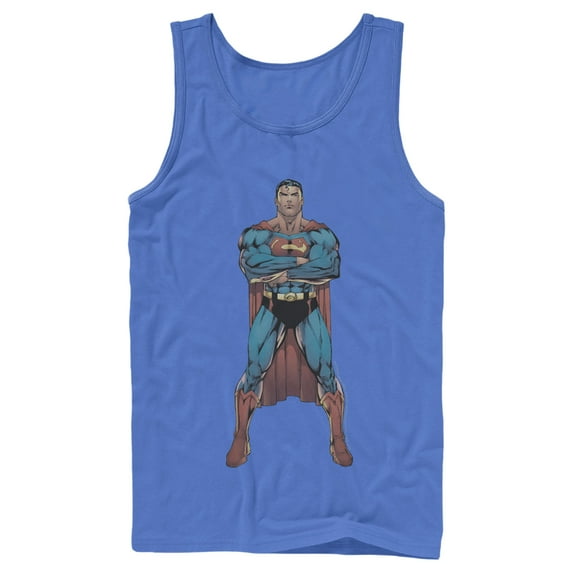 Men's Superman Bold Hero Pose Tank Top Royal Blue 2X Large