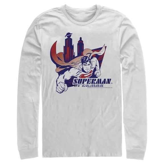 Men's Superman City's Hero Long Sleeve Shirt White Small