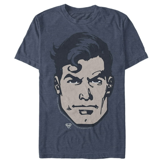 Men's Superman Classic Clark Kent Portrait Graphic Tee Navy Blue Heather 3X Large
