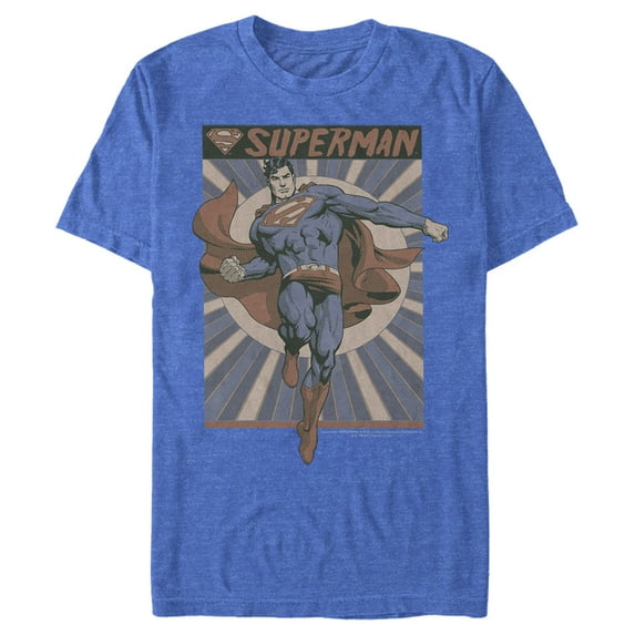Men's Superman Classic Hero Pose Graphic Tee Royal Blue Heather Small