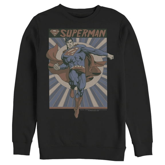 Men's Superman Classic Hero Pose  Sweatshirt Black Small