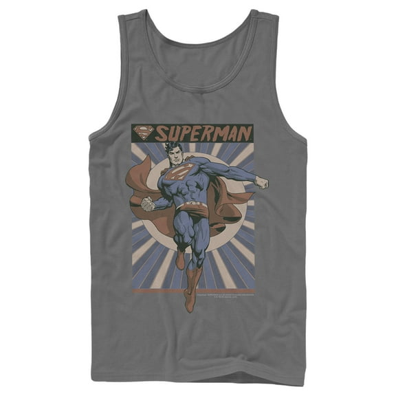 Men's Superman Classic Hero Pose  Tank Top Charcoal Small