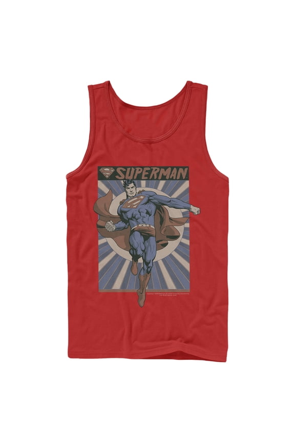 Men's Superman Classic Hero Pose Tank Top Red Large