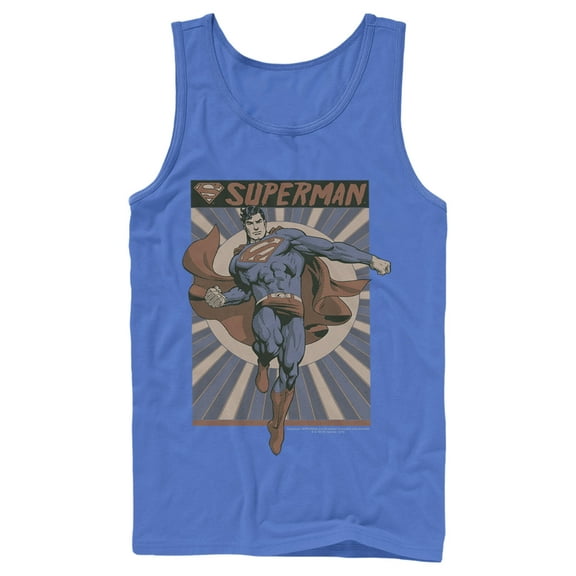 Men's Superman Classic Hero Pose Tank Top Royal Blue X Large