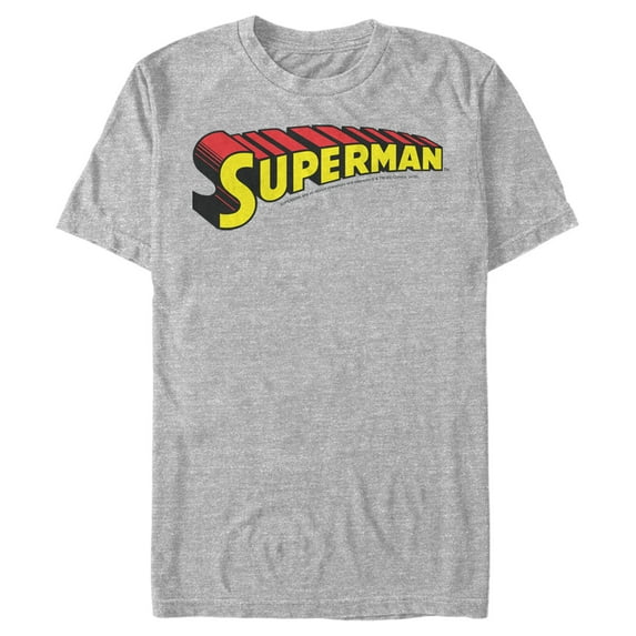 Men's Superman Classic Text Logo Graphic Tee Athletic Heather Small