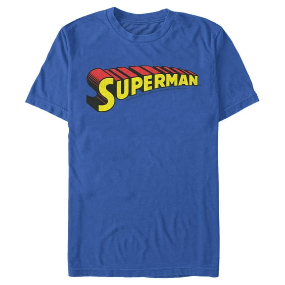 Men's Superman Classic Text Logo  Graphic Tee Royal Blue 2X Large
