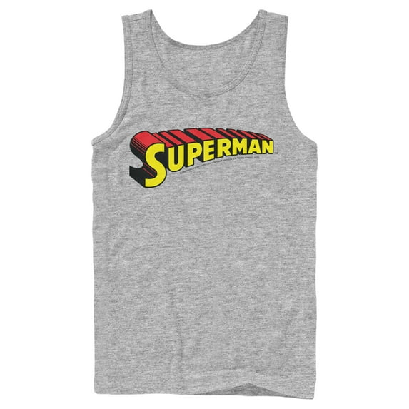 Men's Superman Classic Text Logo Tank Top Athletic Heather X Large