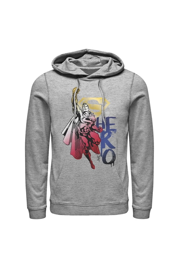 Men's Superman Color Fade Hero Pull Over Hoodie Athletic Heather Small