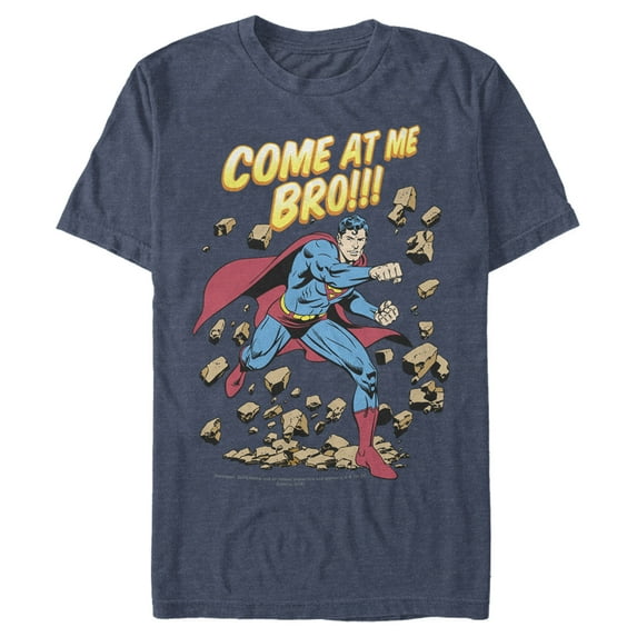 Men's Superman Come At Me Bro Graphic Tee Navy Blue Heather Medium