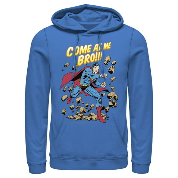 Men's Superman Come At Me Bro Pull Over Hoodie Royal Blue 3X Large