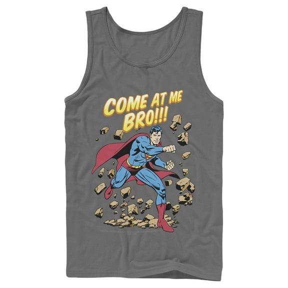 Men's Superman Come At Me Bro Tank Top Charcoal Medium