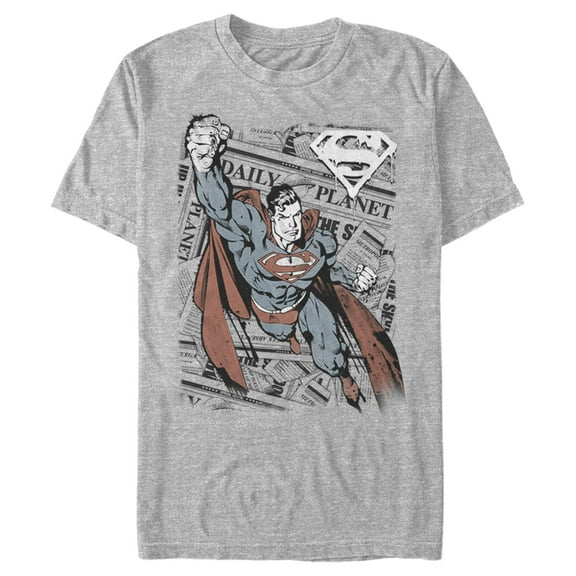 Men's Superman Daily Planet Newspaper  Graphic Tee Athletic Heather Small
