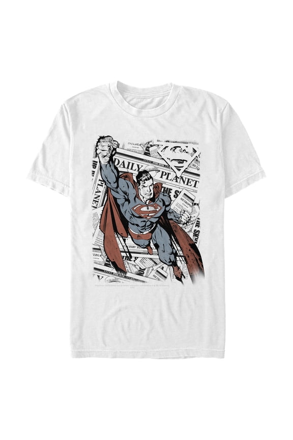 Men's Superman Daily Planet Newspaper Graphic Tee White 2X Large
