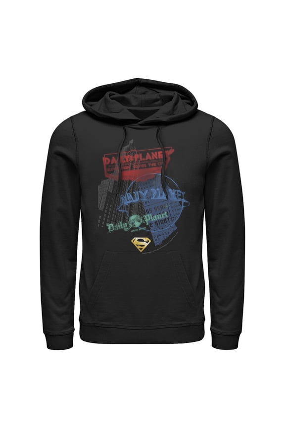 Men's Superman Daily Planet in News Pull Over Hoodie Black 3X Large