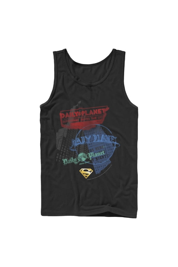 Men's Superman Daily Planet in News Tank Top Black Medium