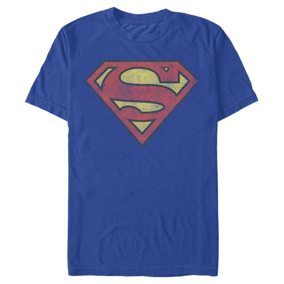 Men's Superman Distressed Logo  Graphic Tee Royal Blue Large