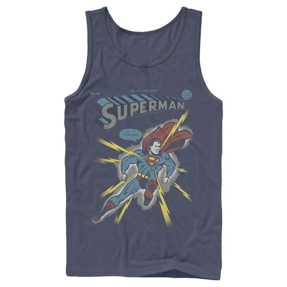 Men's Superman Electrified Tank Top Navy Blue Medium