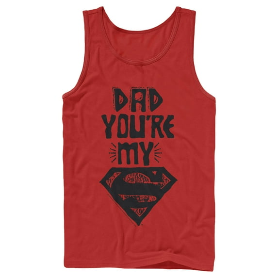 Men's Superman Father's Day Dad My Hero Tank Top Red Medium