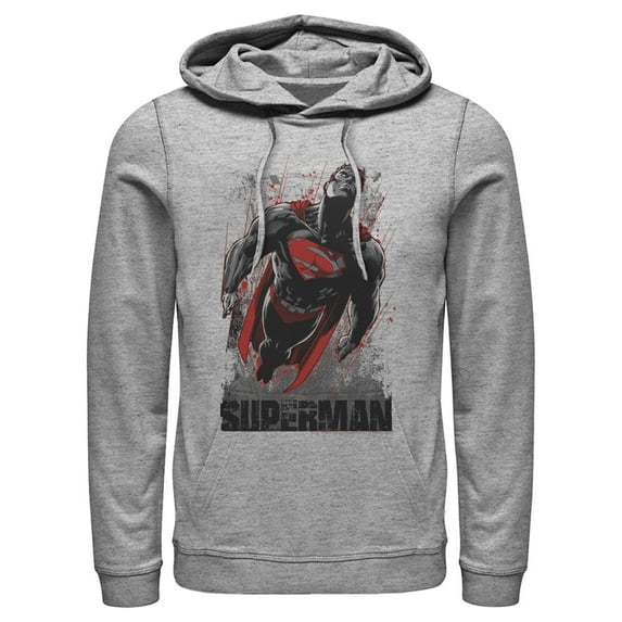 Men's Superman Flight Looking On Pull Over Hoodie Athletic Heather X Large