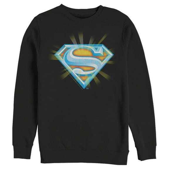 Men's Superman Glowing Shield Logo  Sweatshirt Black 3X Large