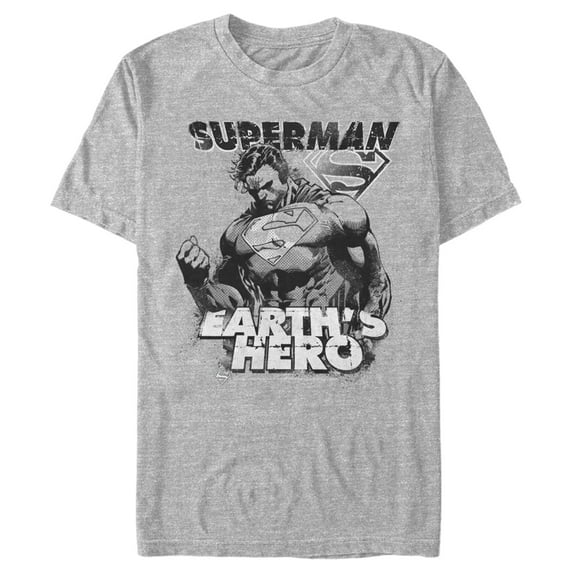 Men's Superman Grunge Earth's Hero Graphic Tee Athletic Heather 2X Large