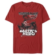 Men's Superman Grunge Earth's Hero Graphic Tee Red 3X Large