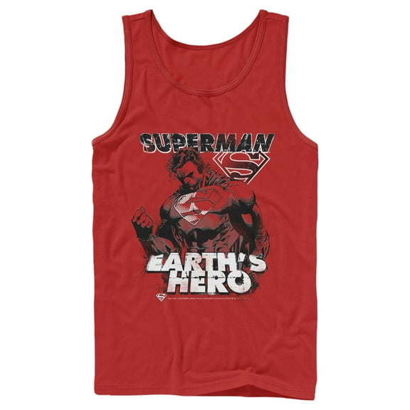 Men's Superman Grunge Earth's Hero Tank Top Red Large