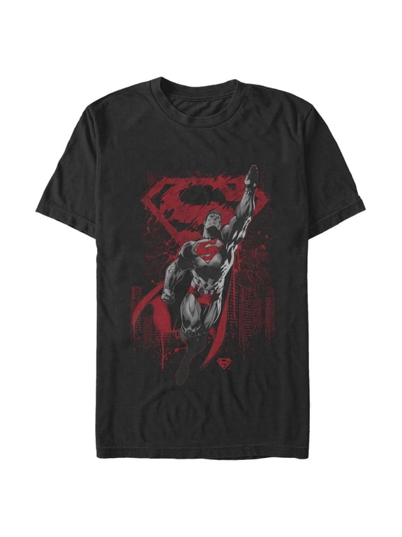 Men's Superman Grunge Hero Flight Graphic Tee Black 2X Large