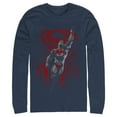 thumbnail image 1 of Men's Superman Grunge Hero Flight  Long Sleeve Shirt Navy Blue 2X Large, 1 of 3
