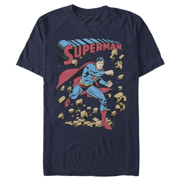Men's Superman Hero Break Barriers  Graphic Tee Navy Blue Small