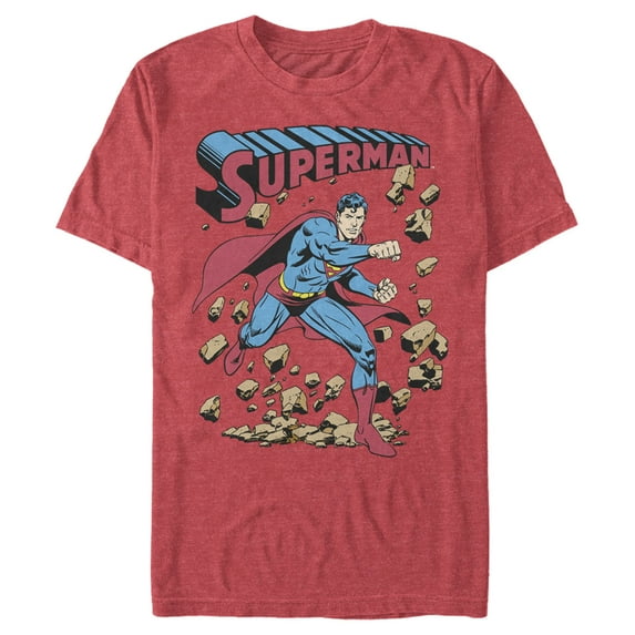 Men's Superman Hero Break Barriers Graphic Tee Red Heather Small