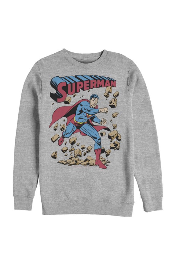 Men's Superman Hero Break Barriers Sweatshirt Athletic Heather 3X Large