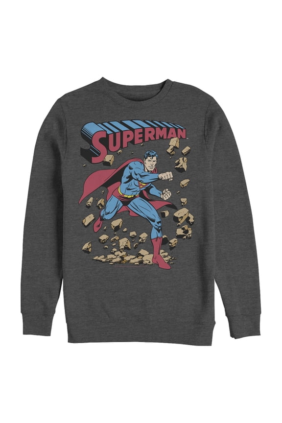 Men's Superman Hero Break Barriers Sweatshirt Charcoal Heather Small