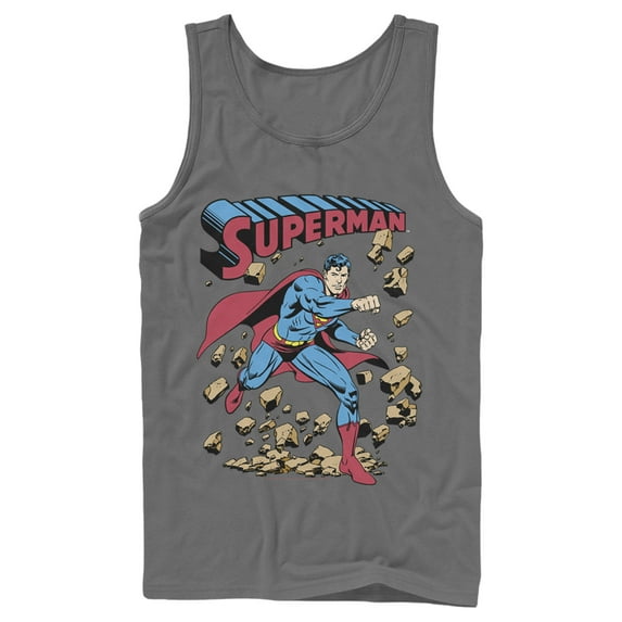 Men's Superman Hero Break Barriers Tank Top Charcoal Small