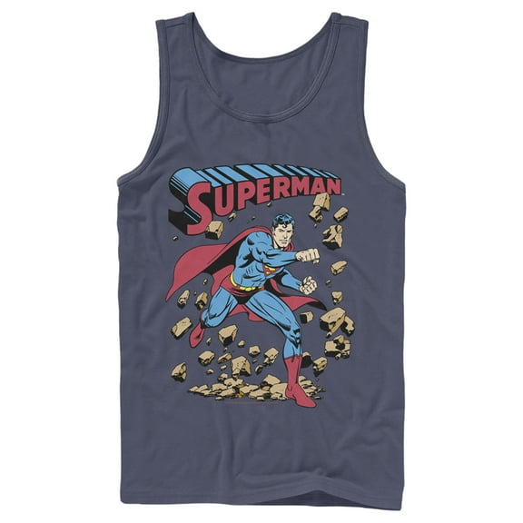 Men's Superman Hero Break Barriers  Tank Top Navy Blue X Large