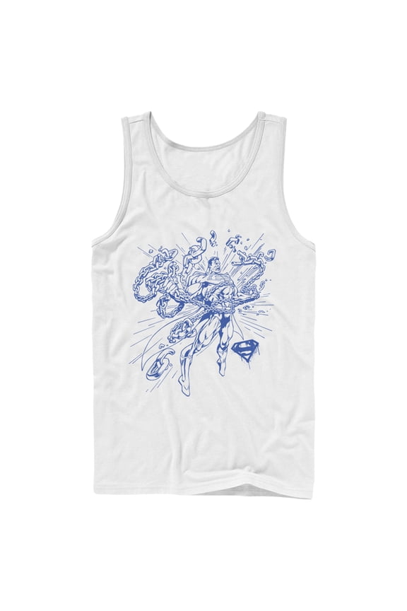 Men's Superman Hero Broken Chains  Tank Top White Large