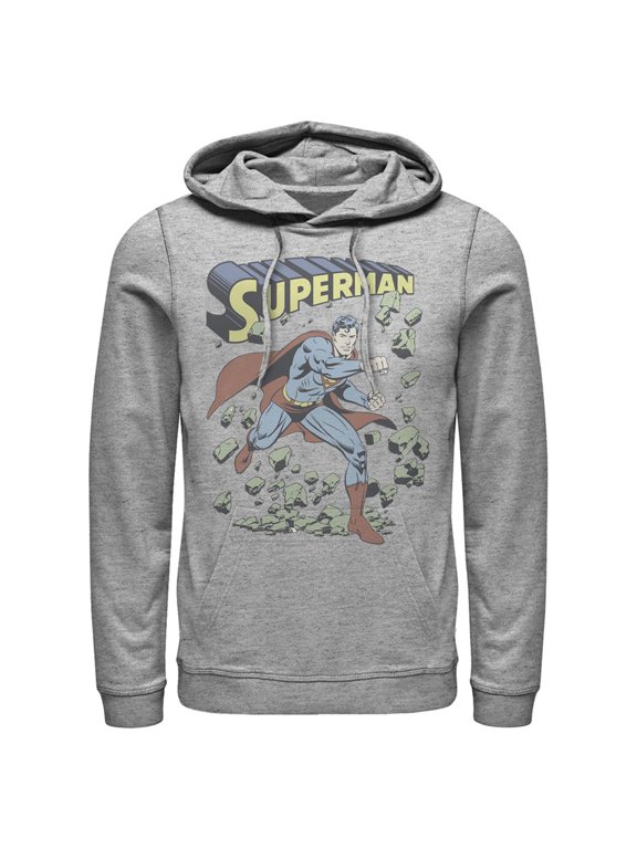 Men's Superman Hero Smash Barriers Pull Over Hoodie Athletic Heather 3X Large